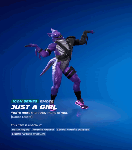 an icon series emote that says just a girl on it