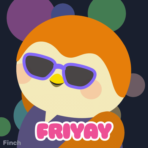 An Illustration Of A Bird Wearing Sunglasses And The Word Frivav GIF
