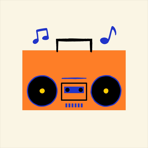 An Illustration Of A Boombox That Says " Happy Friday " GIF