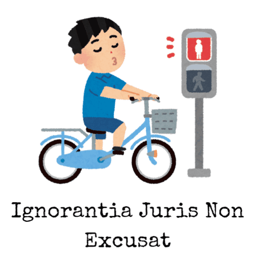 An Illustration Of A Boy On A Bike With The Words Ignorance Of Law Is No Excuse GIF