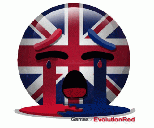 An Illustration Of A British Flag With Tears Coming Out Of It GIF