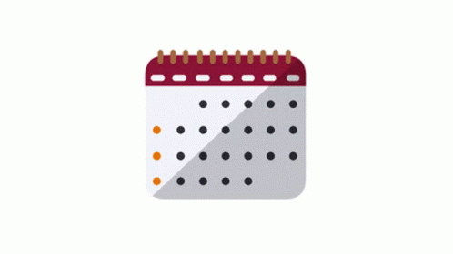 An Illustration Of A Calendar With Dots On It And A Notepad Next To It GIF