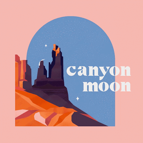 An Illustration Of A Canyon With The Words Canyon Moon Written Below It GIF