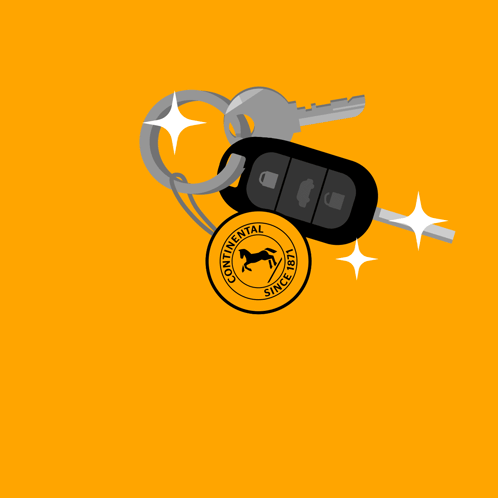 An Illustration Of A Car Key With The Words " Geht 'S " Below It GIF