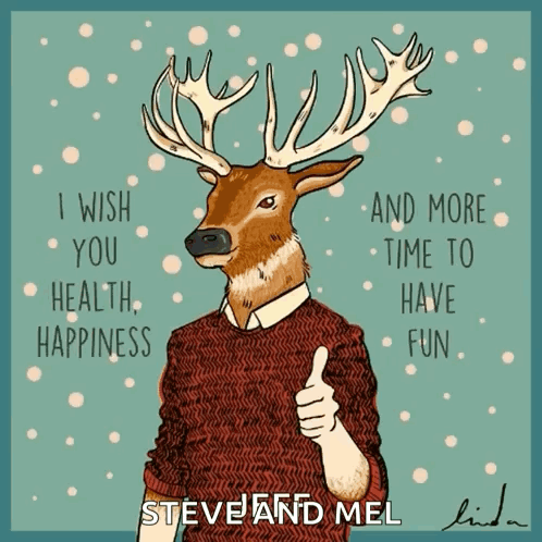 An Illustration Of A Deer With The Words " I Wish You Health Happiness " GIF