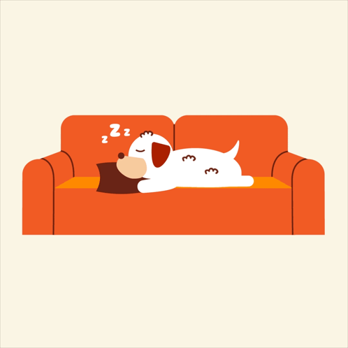 An Illustration Of A Dog Sleeping On A Couch With The Words One More Hour Of Sleep Below It GIF