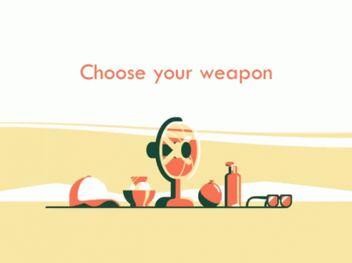 An Illustration Of A Fan With The Words Choose Your Weapon Above It GIF