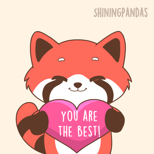 An Illustration Of A Fox Holding A Heart That Says You Are The Best GIF