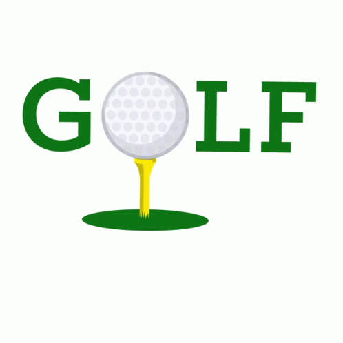 An Illustration Of A Golf Ball And A Golf Club With The Letter F Behind It GIF