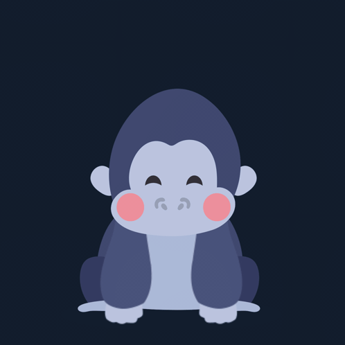 An Illustration Of A Gorilla With A Pink Heart On Its Head GIF
