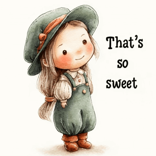 An Illustration Of A Little Girl With The Words That 'S So Sweet GIF