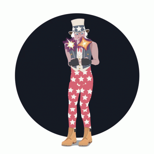 An Illustration Of A Man Dressed As Uncle Sam Holding A Magic Wand GIF