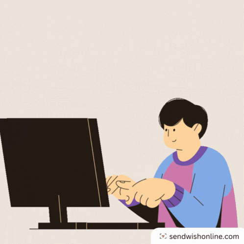 An Illustration Of A Man Typing On A Computer With The Words It 'S Monday Morning GIF
