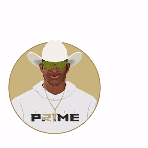 An Illustration Of A Man Wearing A Cowboy Hat And Sunglasses With A Speech Bubble That Says Yes GIF