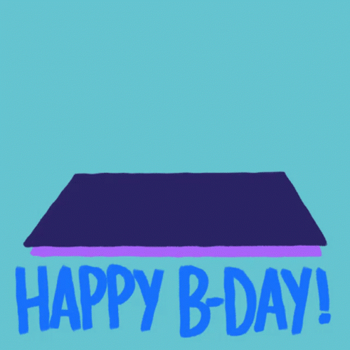 An Illustration Of A Man With A Birthday Cake And The Words Happy B-Day On The Bottom GIF