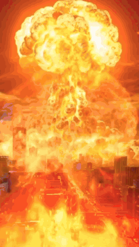 an illustration of a nuclear explosion in the city
