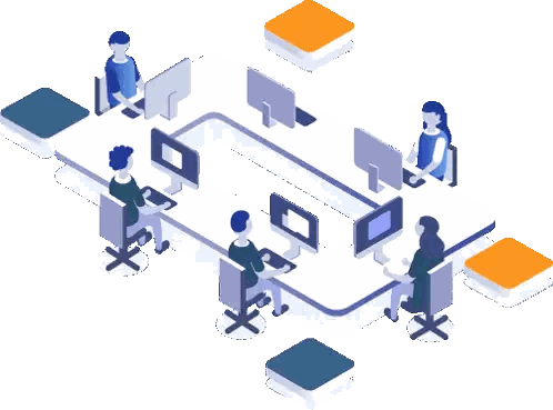 an illustration of a person on a ladder working on a website