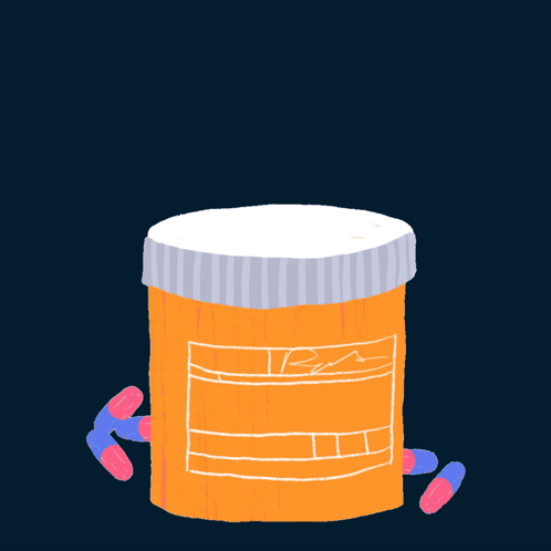 An Illustration Of A Pill Bottle With A Pink Speech Bubble That Says Medicare Is Under Attack GIF