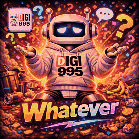 An Illustration Of A Robot Wearing A Digi 985 Sweatshirt GIF