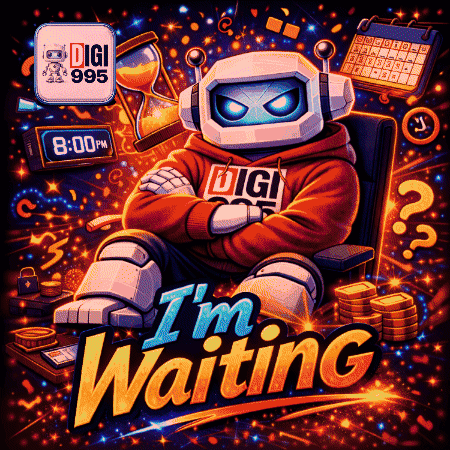 an illustration of a robot with the words " i 'm waiting " on the bottom