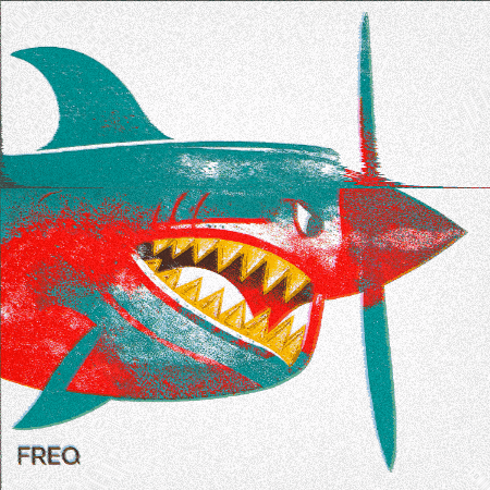 An Illustration Of A Shark With A Propeller And The Word Freq On The Bottom GIF