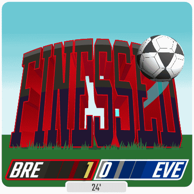 an illustration of a soccer game between bre and eve with the score of 1-0