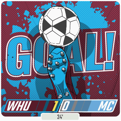 An Illustration Of A Soccer Player 'S Foot Kicking A Soccer Ball With The Word Goal Behind It GIF