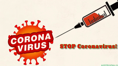 An Illustration Of A Syringe With The Words " Corona Virus " On It GIF