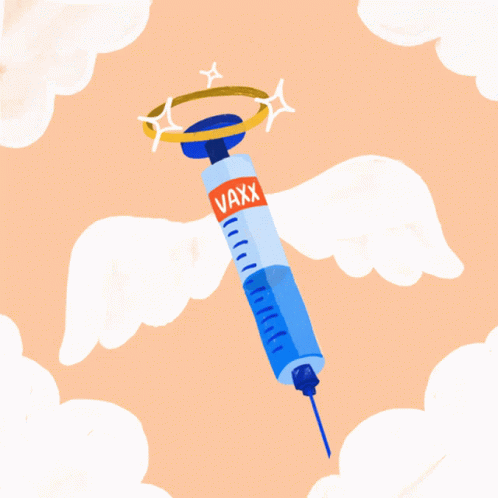 An Illustration Of A Syringe With Vaxx On It GIF