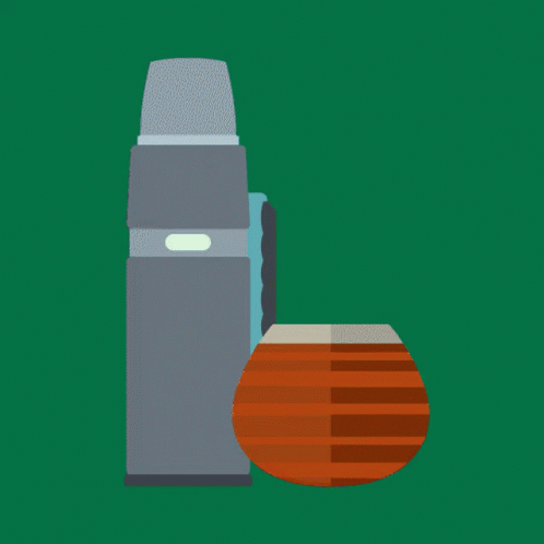 An Illustration Of A Thermos And A Cup Of Tea With A Straw GIF
