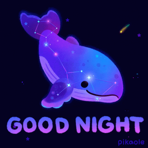 An Illustration Of A Whale With The Words Good Night Written Underneath It GIF
