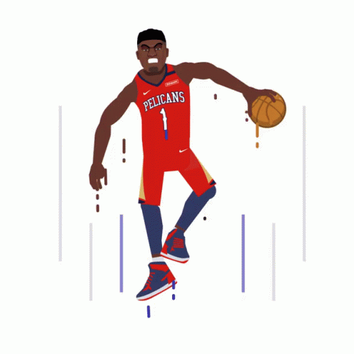 An Illustration Of Zion Williamson From The Pelicans Holding A Basketball GIF