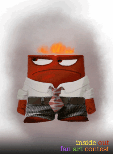 An Inside Out Fan Art Contest Poster With A Red Cartoon Character GIF