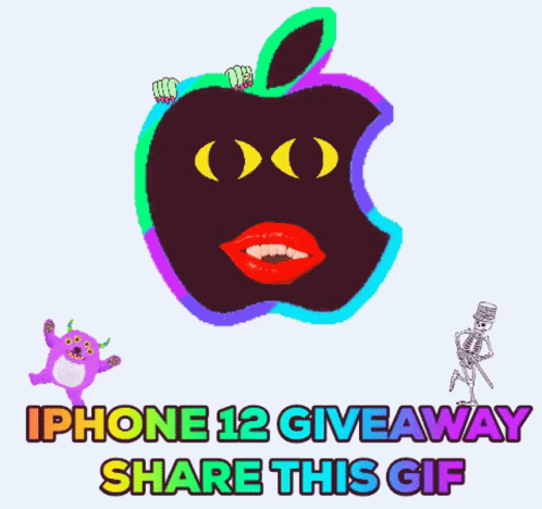 An Iphone 12 Giveaway Share This Gif With A Monster And A Skeleton GIF