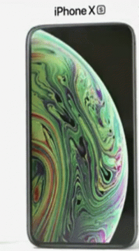 An Iphone Xs Is Shown With A Green And Purple Planet On The Screen GIF