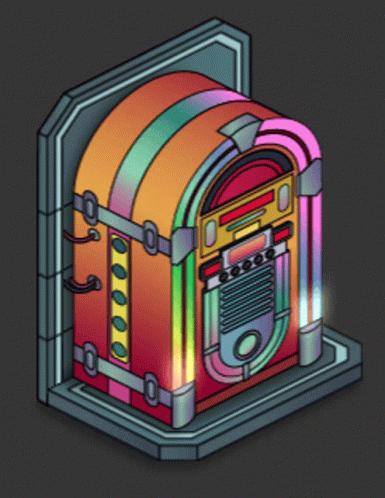 An Isometric Drawing Of A Jukebox With A Rainbow Of Colors GIF
