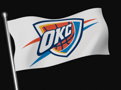 An Okc Flag Is Flying In The Wind GIF