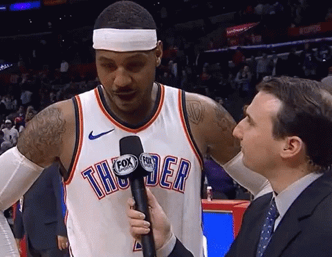 An Oklahoma City Thunder Basketball Player Is Being Interviewed By A Reporter GIF