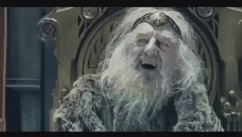 An Old Man With A Beard Is Sitting On A Throne With His Mouth Open . GIF