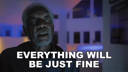 An Older Man Says Everything Will Be Just Fine In Front Of A Building GIF