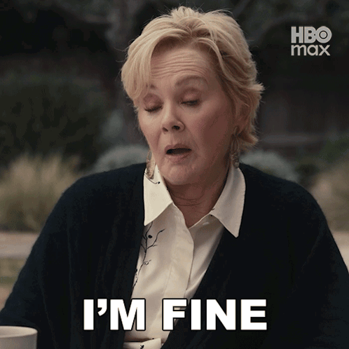 An Older Woman Says I 'M Fine In A Hbo Max Ad GIF