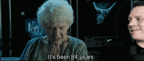 An Older Woman Says It 'S Been 84 Years Next To A Smiling Man GIF
