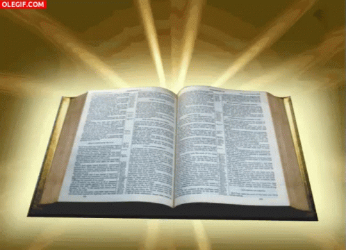 An Open Bible With The Words Olegif.com On The Bottom Left GIF