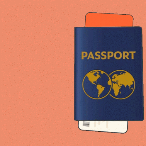 An Open Passport With A Boarding Pass For First Class GIF