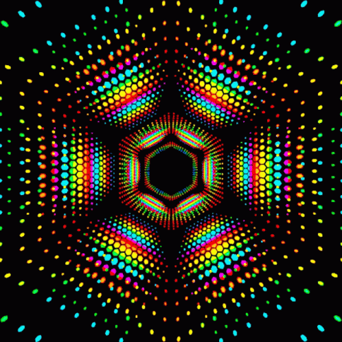 An Optical Illusion Of A Rainbow Colored Circle On A Black Background GIF