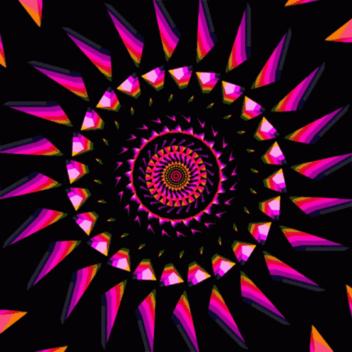 An Optical Illusion Of A Spiral With Green And Yellow Rays GIF