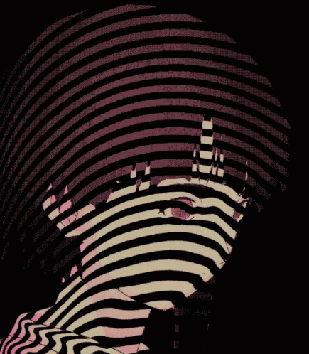 An Optical Illusion Of A Woman 'S Face With A Striped Background GIF