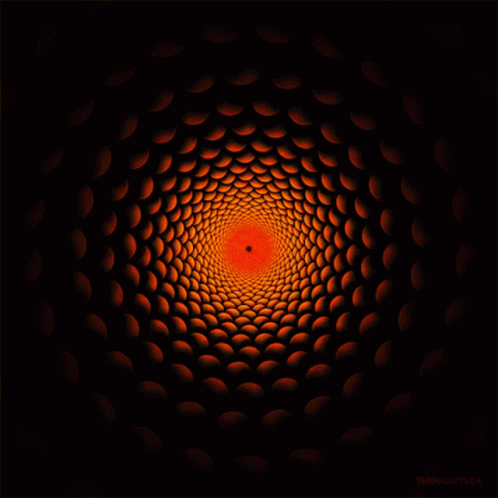 An Optical Illusion That Looks Like A Spiral With Circles And A Black Center GIF