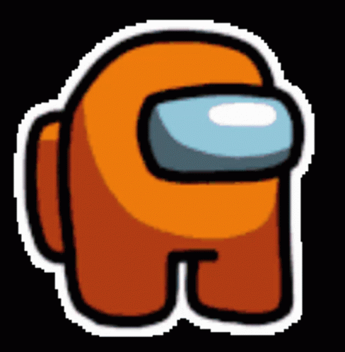 An Orange Among Us Character With A White Border On A Black Background . GIF