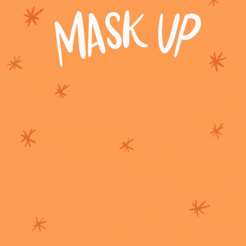 An Orange Background With A Blue Mask That Says Mask Up And Drop Off Your Ballot Georgia GIF